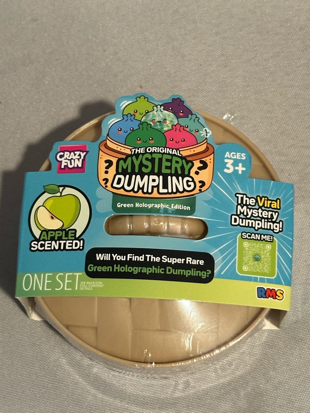 NEW RMS Crazy Fun Mystery Dumpling Bao Bun Squishy – Green Holographic NIB